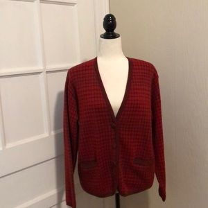 Vintage Red Houndstooth Cardigan